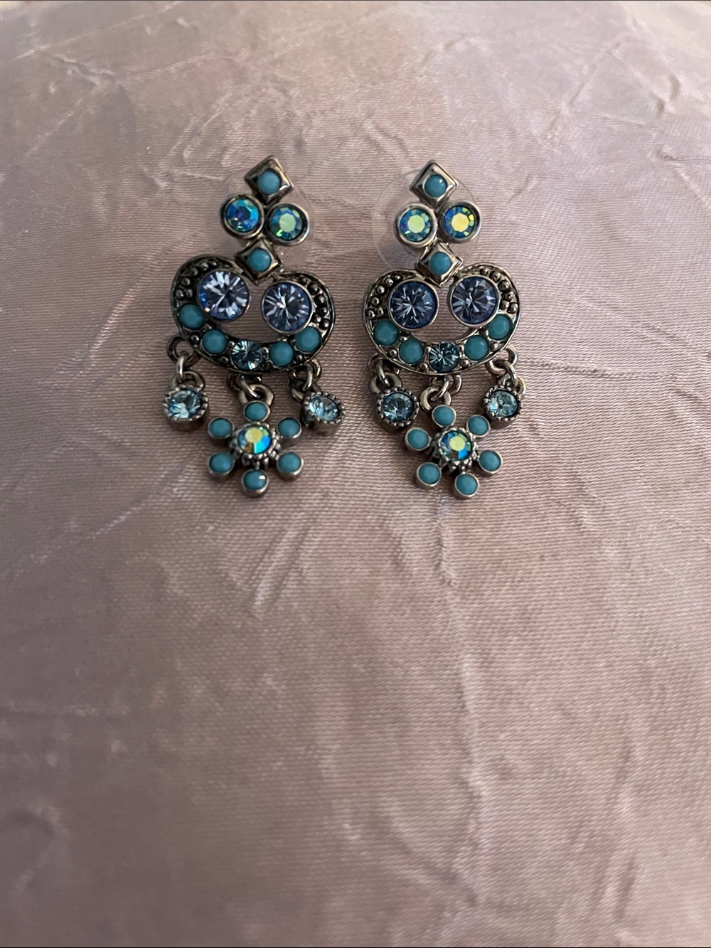Kirks Folly Blue Chandelier Dangle Earrings